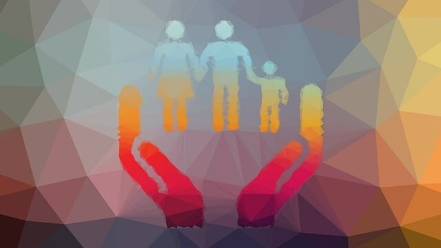 social services charity family government human person appearing techno tessellating looping pulsing polygons