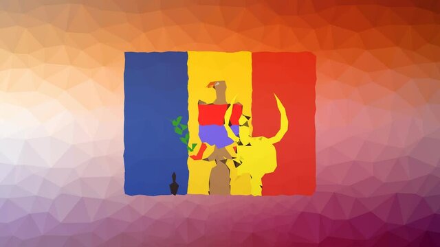 Republic of Moldova Flag ISO:MD fade technological tessellating looping animated polygons