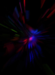 Light particle trails. Light explosion star with glowing particles and lines. Beautiful moving abstract rays background.