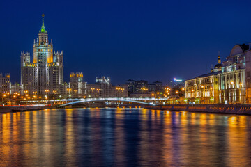 Fototapeta na wymiar Night city. Lights. Moscow. Megalopolis.