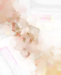 Modern painting of soothing brush strokes resembling alcohol inks. Watercolor abstract painting with pastel colors for poster, wall art, banner, card, book cover or packaging.