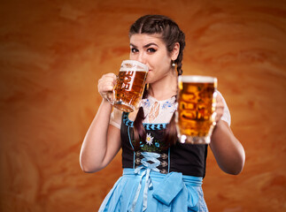 German girl drinking beer