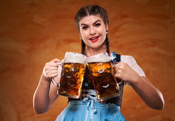 German girl serving beer
