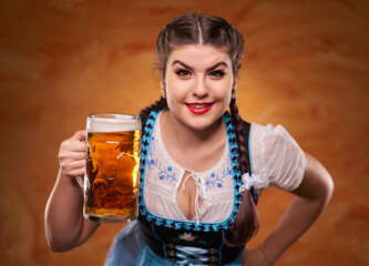 German girl serving beer