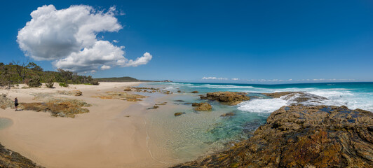 panorama Champagne pools, North Point and one person