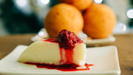 
Colombian custard and buñuelo for end of year festivities