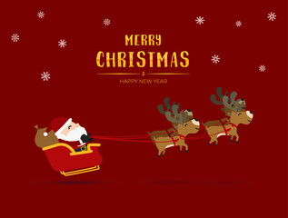santa claus and reindeers chariot christmas greetings
