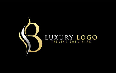 luxury Initial Letter B with Gold and Silver Combination Logo Design. Usable For Business, Community, Industrial, Foundation, Services Company. Vector Logo Design Illustration.