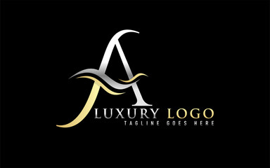 luxury Initial Letter A with Gold and Silver Combination Logo Design. Usable For Business, Community, Industrial, Foundation, Services Company. Vector Logo Design Illustration.