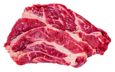Fresh meat, raw marbled beef steak on a white background, top view.