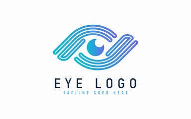 Fototapeta premium Abstract Blue Eye Logo With Geometric Lines Combination.