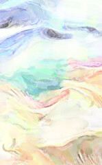 Contemporary art. Hand made painting. Modern artwork. Painting with brushstrokes of watercolor on surface. 2d illustration. Artistic background image. Abstract painting on canvas. Colorful texture.