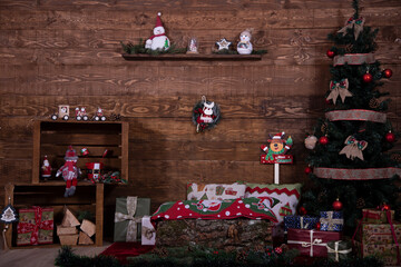 Christmas wooden decoration background