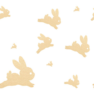Hares or rabbits as a seamless pattern isolated on white background