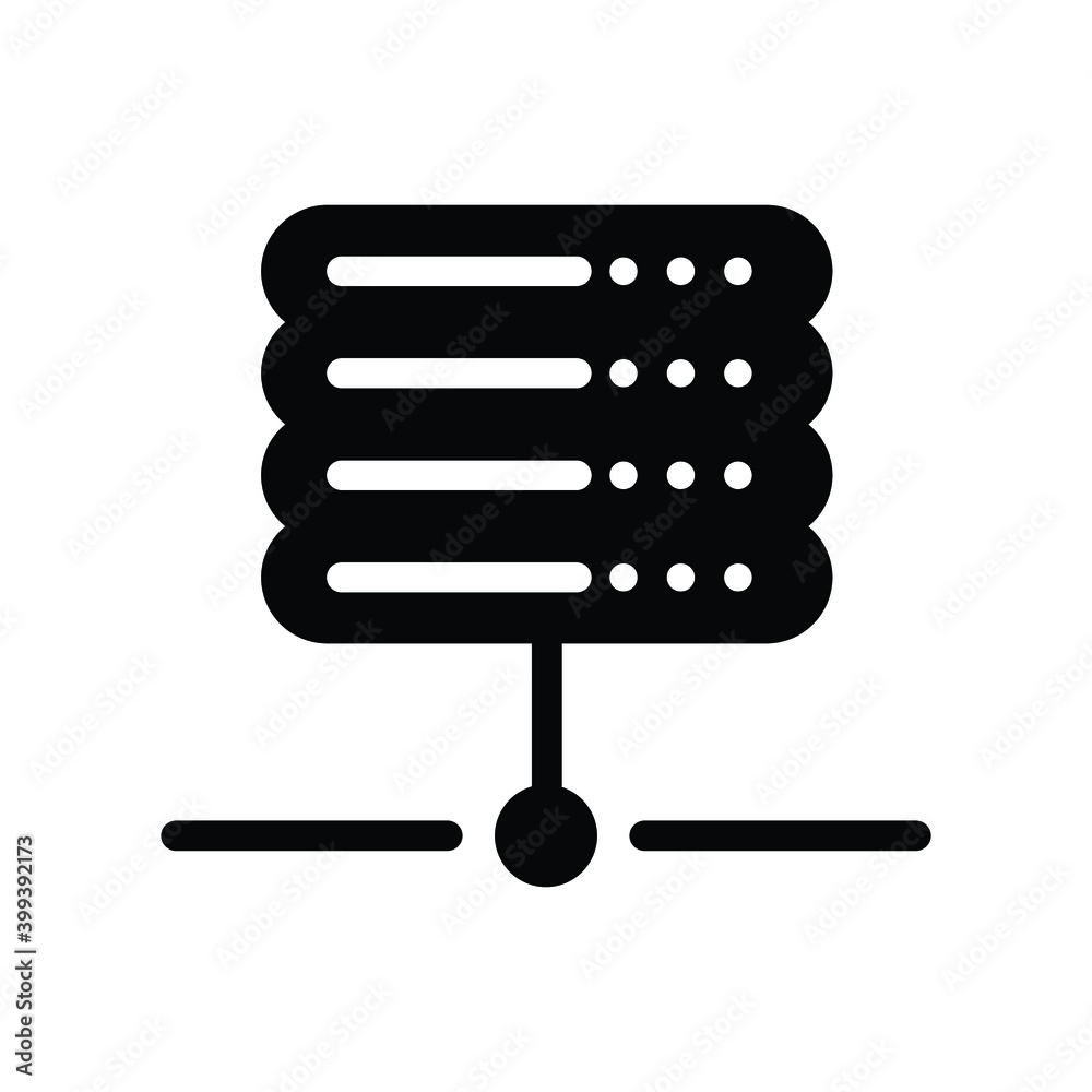 Poster database server, backup data, computer network, cloud hardware icon.