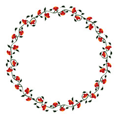 Red and Green Folk Art Floral Wreath