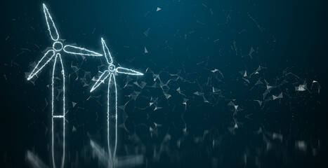 Renewable resources free alternative green energy sustainable future with solar panels and wind turbines