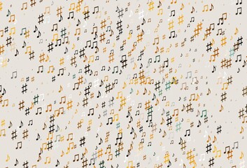 Light Orange vector template with musical symbols.