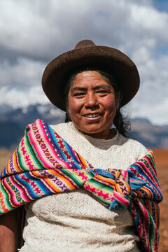 Indigenous woman in the Andes mountains
