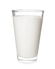 Glass with fresh milk isolated on white