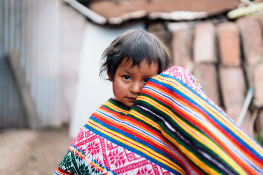 Peruvian Indigenous Baby Looking At Camera