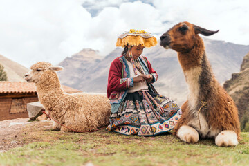 Portrait of traditional peruvian woman