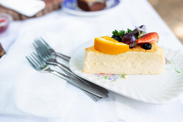 berry cheese pie , cake with strawberry and fruit