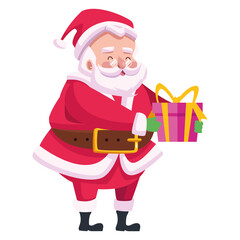 cute santa claus lifting gift character