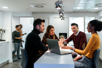 Business people resting on break together