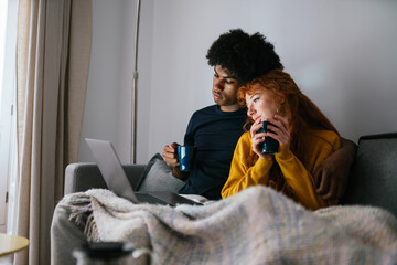 Interracial couple at home