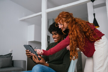 interracial couple at home