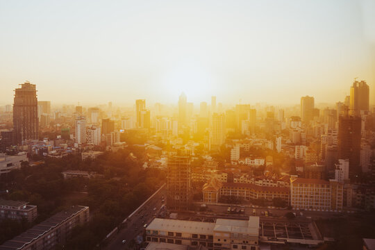 Aerial shot of a city