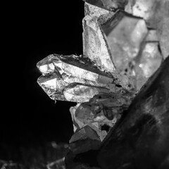 Naklejka premium detail of transparent rock crystal illuminated from behind