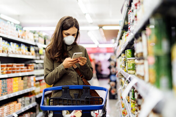 Young woman wearing a protective mask.