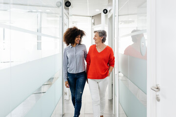 Female coworkers working on new project