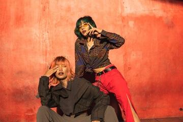 Asian cool couple of girlfriends