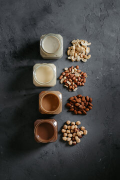 Various nut butter in jars