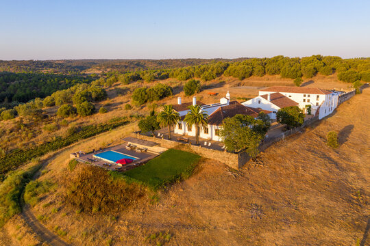 Aerial view of beautiful villa estate, Portugal.