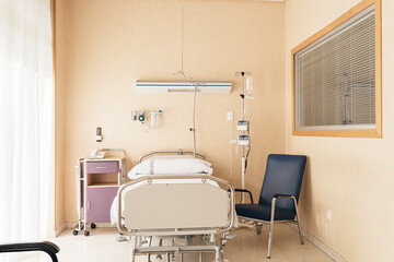 Empry hospital room.