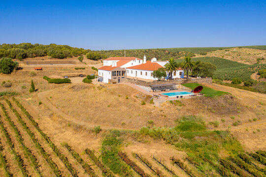 Aerial view of beautiful villa estate, Portugal.