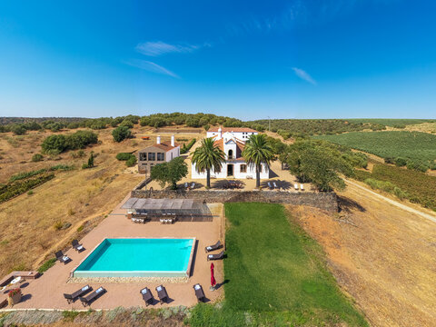 Aerial view of beautiful villa estate, Portugal.