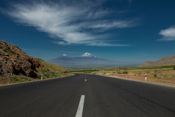 Naklejka premium the road and Ararat mountain
