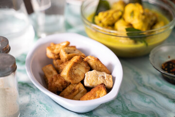 Healthy and delicious Indonesian fried tofu as side dishes