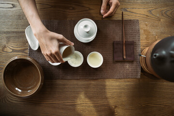 Brewing and drinking traditional tea.