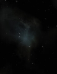 Star field in galaxy space with colorful nebula. Sci fi background of deep space. Ethereal wallpaper.