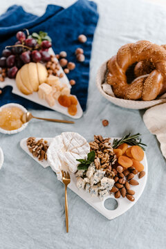 Set of healthy snack on table with napkins