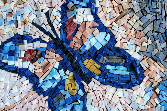 Surface of colorful butterfly mosaic