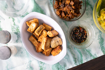 Healthy and delicious Indonesian fried tofu as side dishes