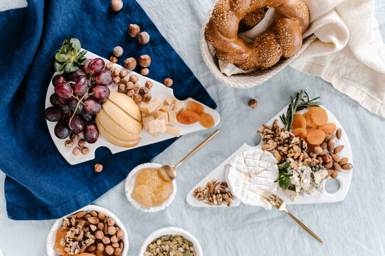 Set of healthy snack on table with napkins