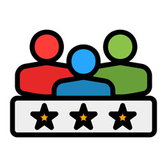 Customer Testimonial icon vector illustration in filled line style for any projects